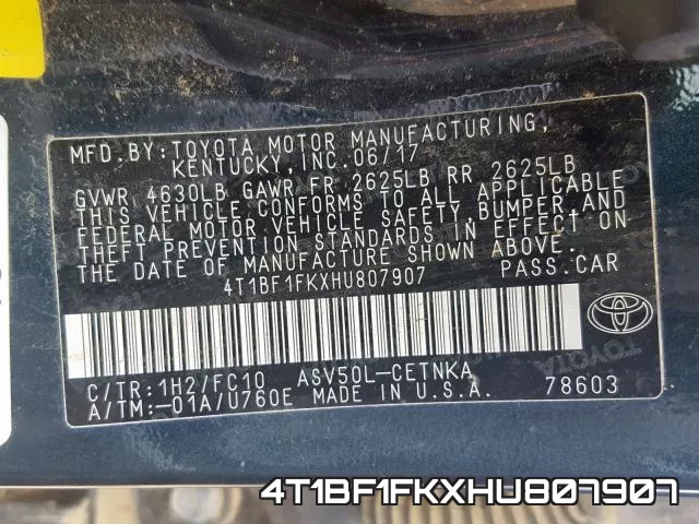 4T1BF1FKXHU807907 фото 2