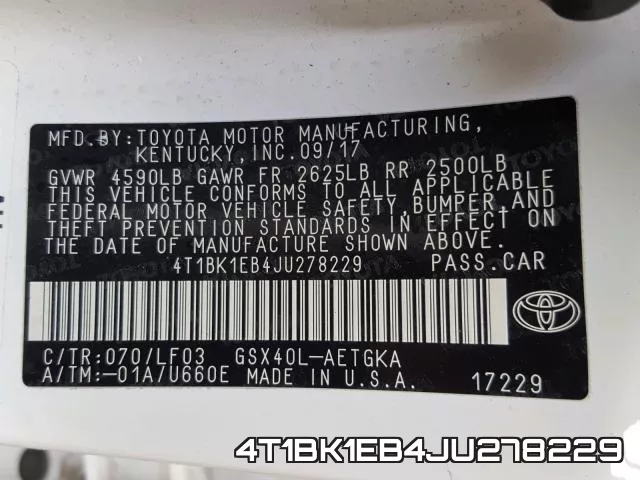 4T1BK1EB4JU278229 фото 2
