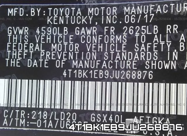 4T1BK1EB9JU268876 фото 10