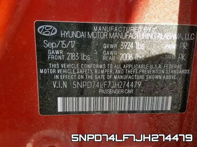 5NPD74LF7JH274479 фото 2
