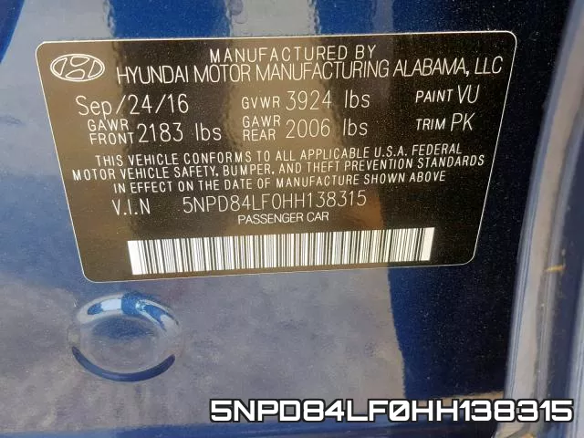 5NPD84LF0HH138315 фото 2