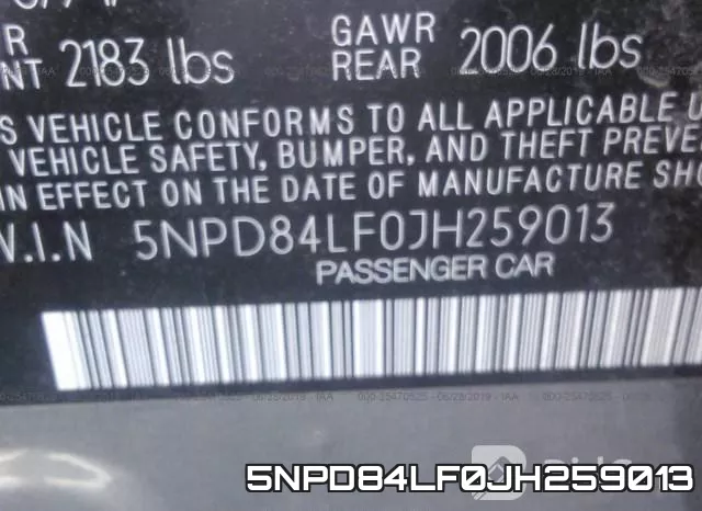 5NPD84LF0JH259013 фото 10
