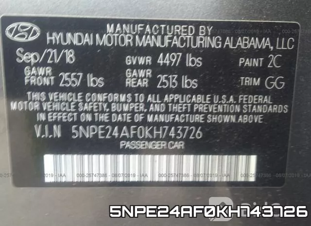 5NPE24AF0KH743726 фото 10