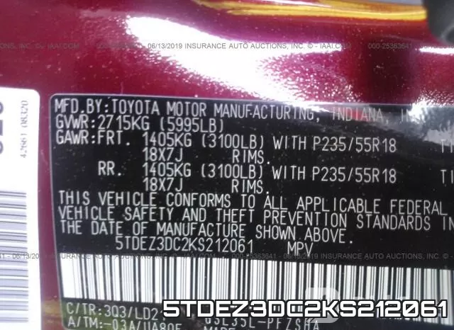 5TDEZ3DC2KS212061 фото 9