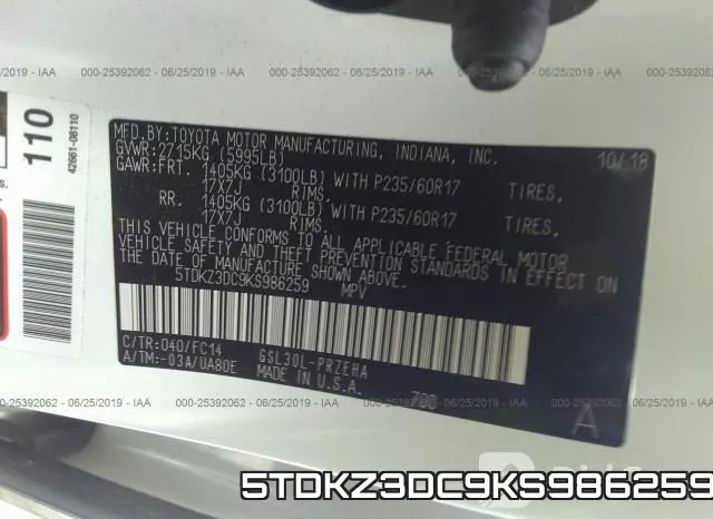 5TDKZ3DC9KS986259 фото 10