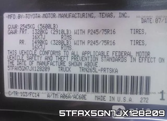 5TFAX5GN7JX128209 фото 10