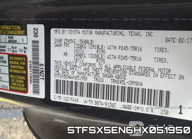 5TFSX5EN6HX051950 фото 10