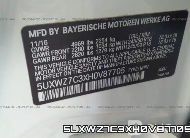 5UXWZ7C3XH0V87705 фото 10