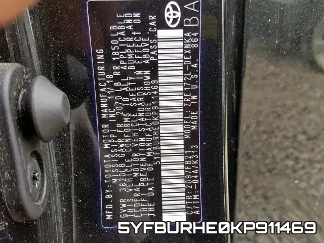 5YFBURHE0KP911469 фото 2