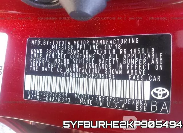 5YFBURHE2KP905494 фото 10