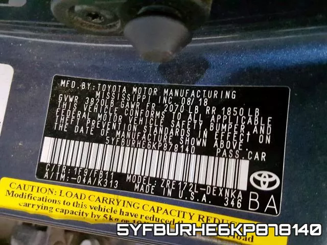 5YFBURHE6KP878140 фото 2