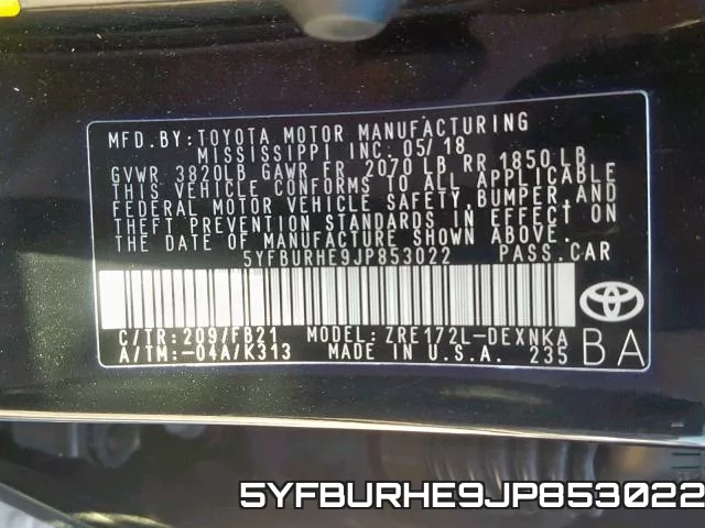 5YFBURHE9JP853022 фото 2