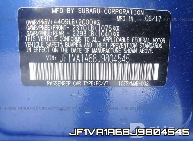 JF1VA1A68J9804545 фото 10