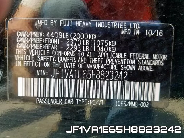 JF1VA1E65H8823242 фото 2