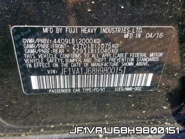 JF1VA1J68H9800151 фото 2