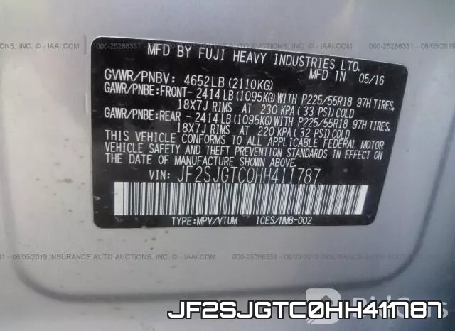 JF2SJGTC0HH411787 фото 10