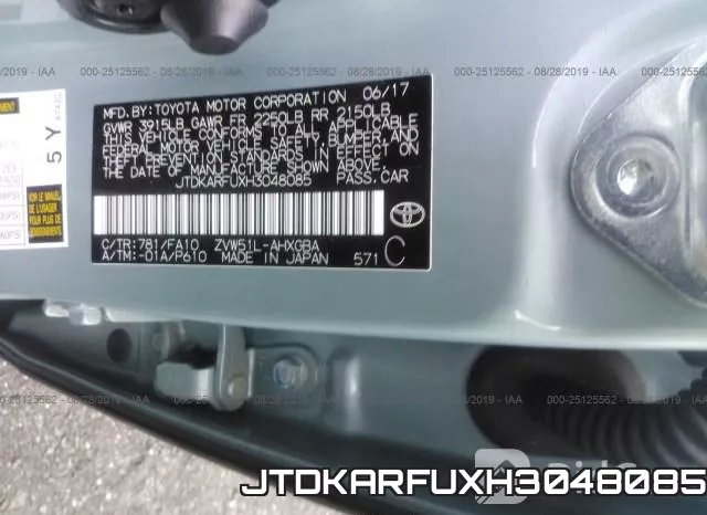 JTDKARFUXH3048085 фото 10