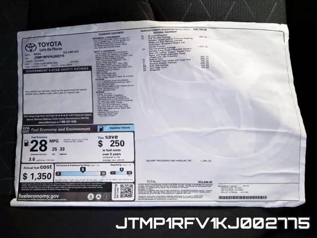 JTMP1RFV1KJ002775 фото 2