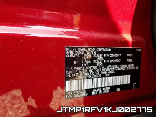 JTMP1RFV1KJ002775 фото 9