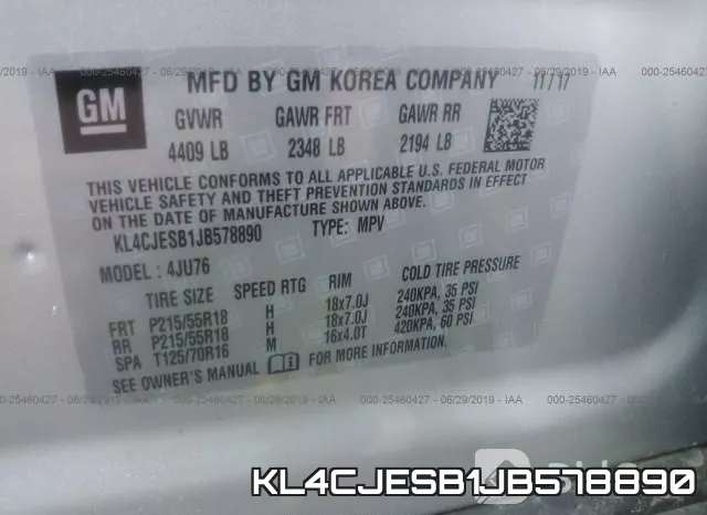 KL4CJESB1JB578890 фото 10