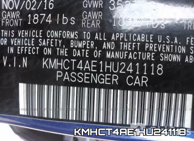 KMHCT4AE1HU241118 фото 10