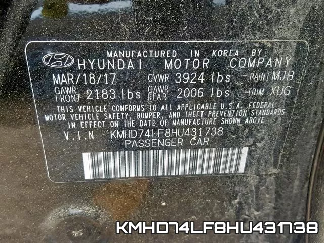 KMHD74LF8HU431738 фото 2
