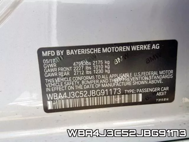 WBA4J3C52JBG91173 фото 2