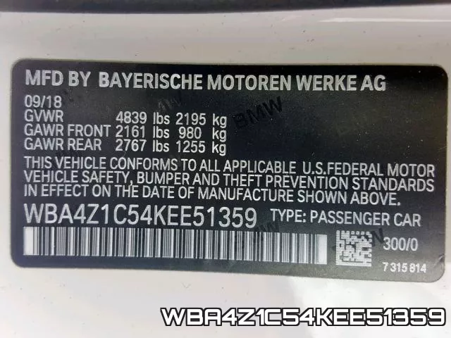 WBA4Z1C54KEE51359 фото 2