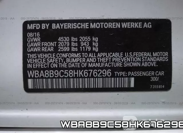 WBA8B9C58HK676296 фото 10
