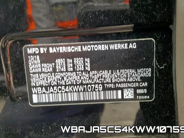 WBAJA5C54KWW10759 фото 2