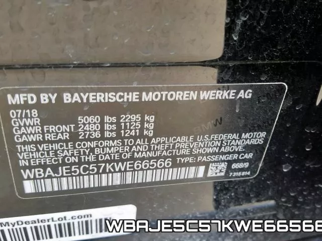 WBAJE5C57KWE66566 фото 2