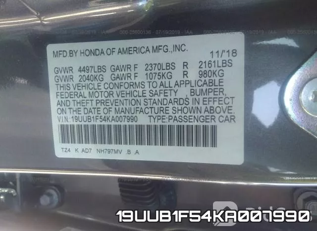 19UUB1F54KA007990 фото 9
