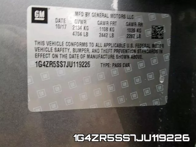 1G4ZR5SS7JU119226 фото 2