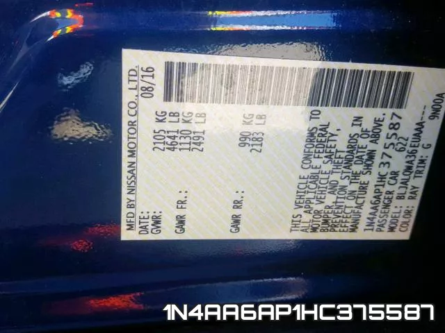 1N4AA6AP1HC375587 фото 2
