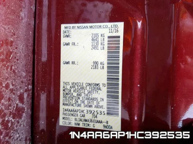 1N4AA6AP1HC392535 фото 2