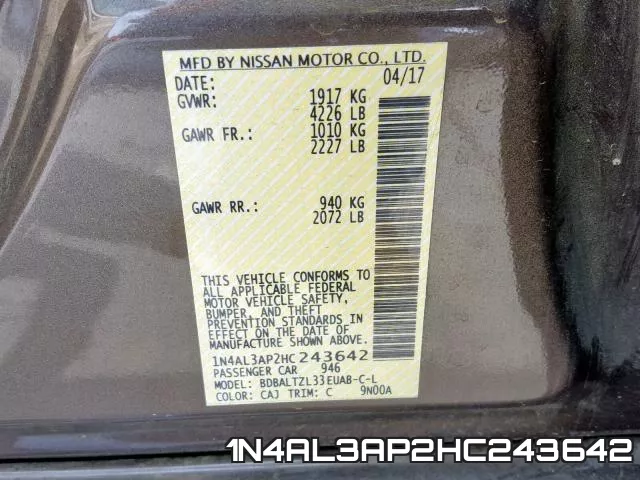 1N4AL3AP2HC243642 фото 2