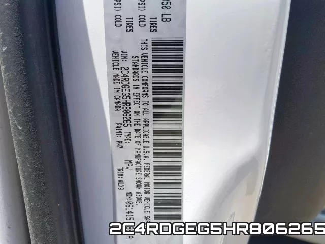 2C4RDGEG5HR806265 фото 2