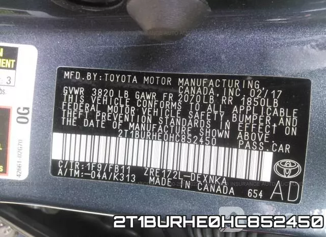 2T1BURHE0HC852450 фото 9