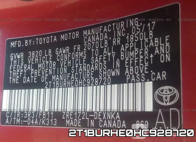 2T1BURHE0HC928720 фото 10