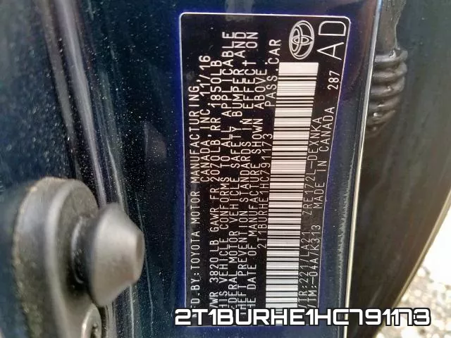 2T1BURHE1HC791173 фото 2