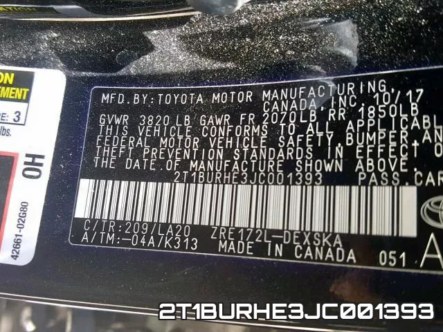 2T1BURHE3JC001393 фото 2
