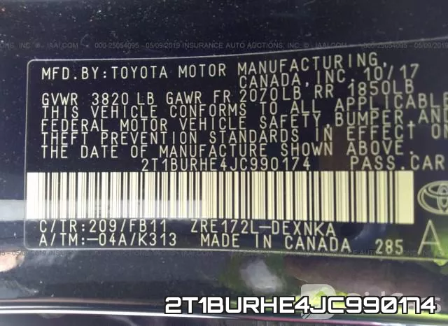 2T1BURHE4JC990174 фото 10