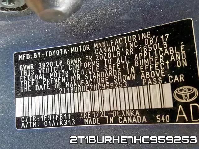 2T1BURHE7HC959253 фото 2