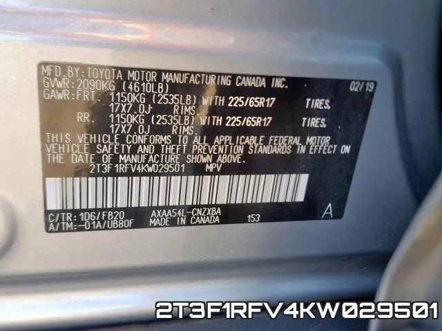 2T3F1RFV4KW029501 фото 2