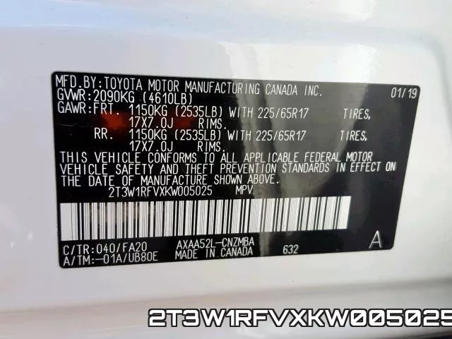 2T3W1RFVXKW005025 фото 2