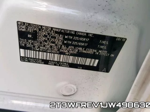 2T3WFREV1JW498630 фото 2