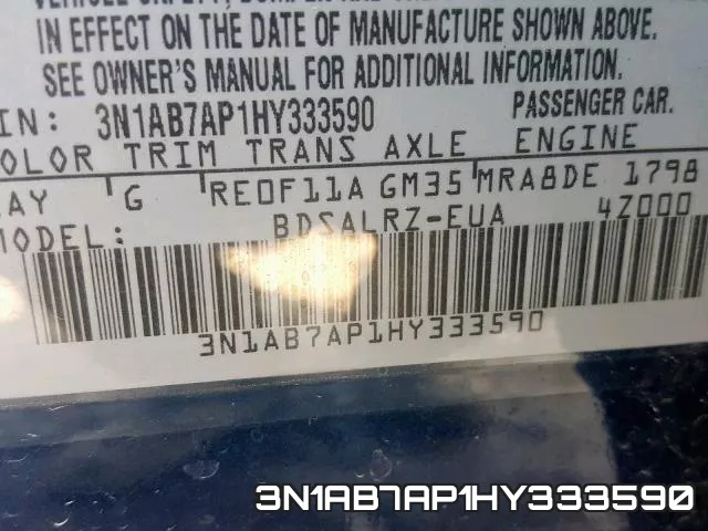 3N1AB7AP1HY333590 фото 2