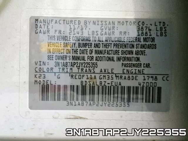 3N1AB7AP2JY225355 фото 2