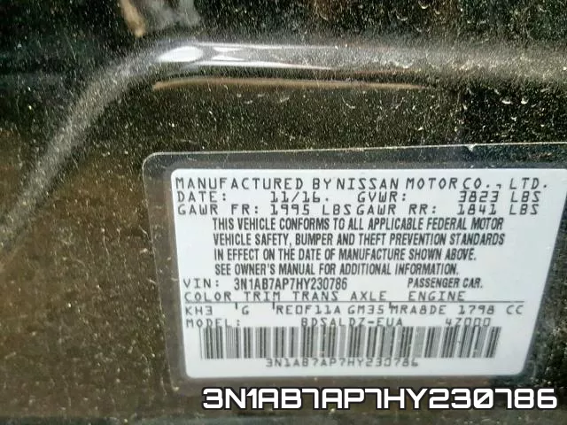 3N1AB7AP7HY230786 фото 2