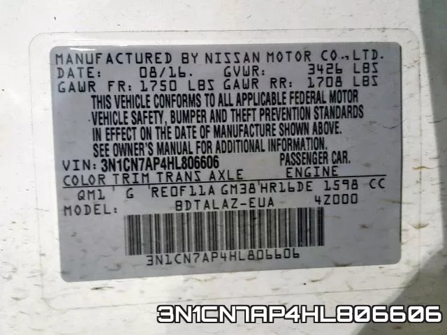 3N1CN7AP4HL806606 фото 2